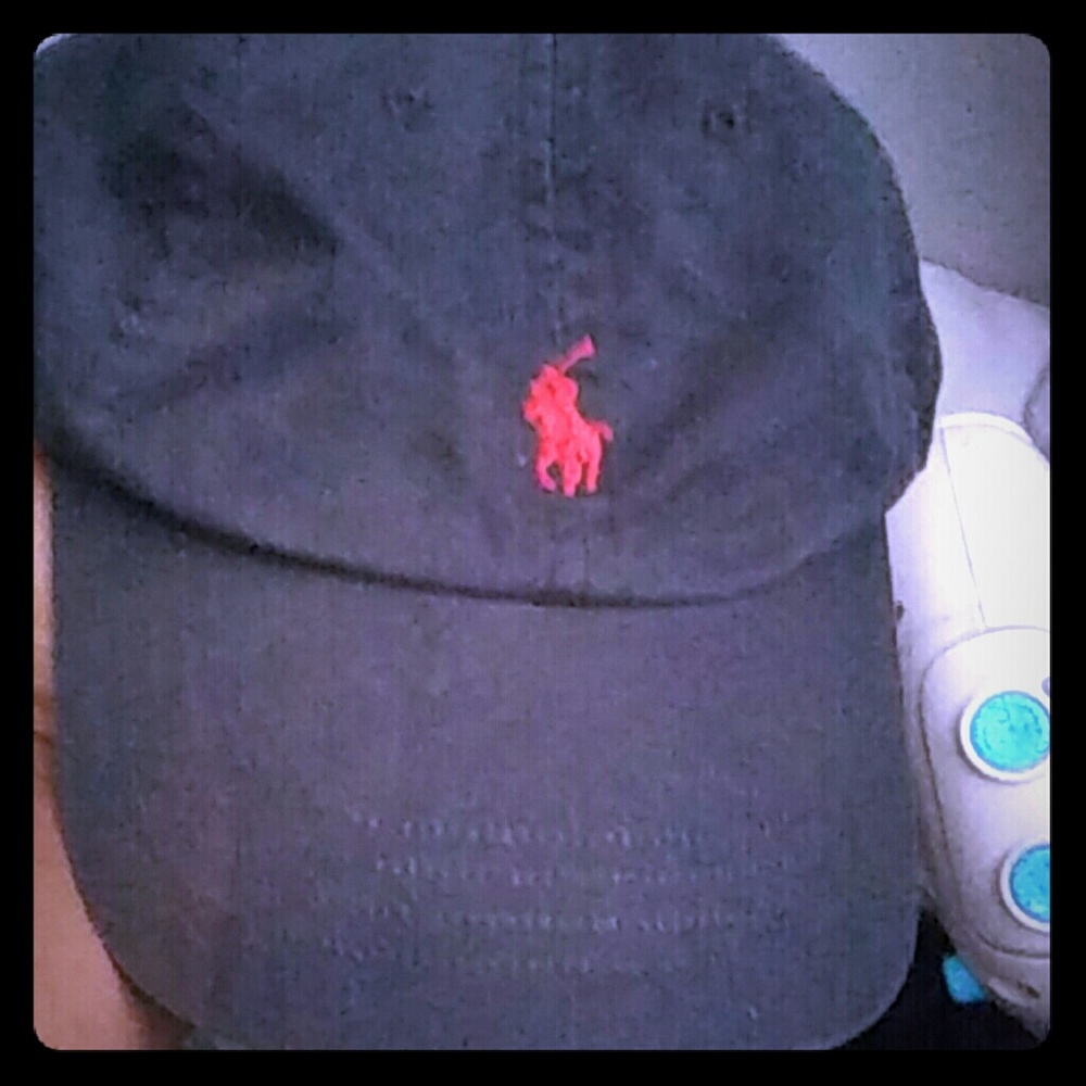 Black and red ralph lauren polo hat